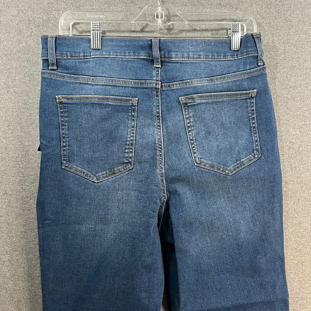 Encore by Idina Menzel Regular High Waisted Crop Jeans Indigo Medium Wash 10